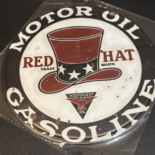 Red hat motor oil gasoline - red,