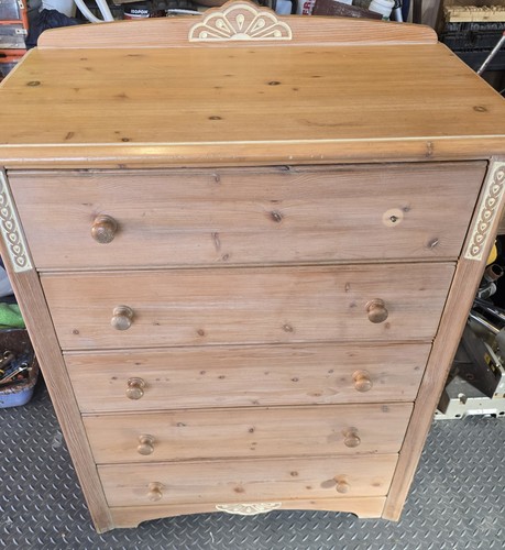 Solid pine chest drawers - pine, 5