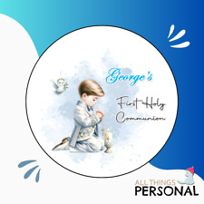 Personalised First Holy Communion Stickers For Party Bags Boys Sweet Cone Seals