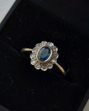 Edwardian Style Vintage Diamond And Sapphire Cluster Ring