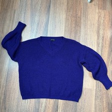 Women’s Luca Vanucci Purple Alpaca Wool Mix V Neck Knitted Jumper Size M VGC