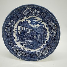 'Coaching Taverns' 27cm Diam Hand Engraved Dinner Plate by Royal Tudor Ware Blue