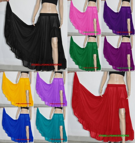 Chiffon ruffle slit skirt - slit,