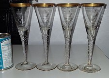 Unusual Set 4 Antique French Armorial Crested Glasses with Arms of France