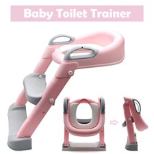 Pink Toddler Potty Training Seat Ladder Step Toilet Girl Chair Infant Kids Bathr