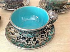 Vintage Silver Overlay Cup and Saucer