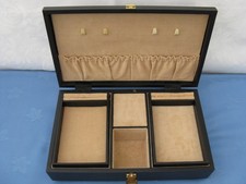 Vintage Tallent Black & Beige Jewellery Musical Footed Box Old Bond Street 1978