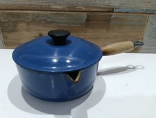 Le Creuset Vintage Saucepan Cast Iron Blue Size 18  Base With Lid 