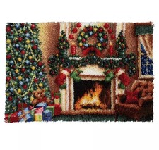 Large Christmas Fireplace Latch Hook Rug Kit NEW 102x69cm