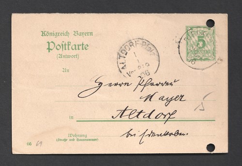 Germany bavaria 5pf postal - germany,