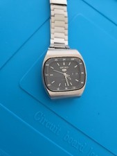 VINTAGE SEIKO5 6309-523A AUTOMATIC RAILWAY BLACK TV DIAL WRIST WATCH