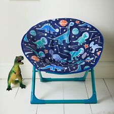 Kids Foldable Glow in Dark Dinosaur Blue Moon Chair Padded Seat Round Portable