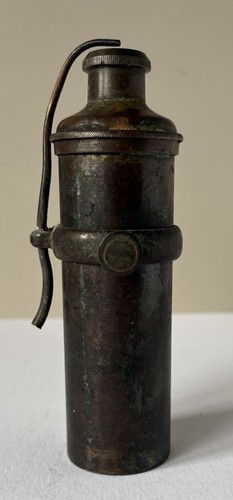 Antique brass powder flask - powder,