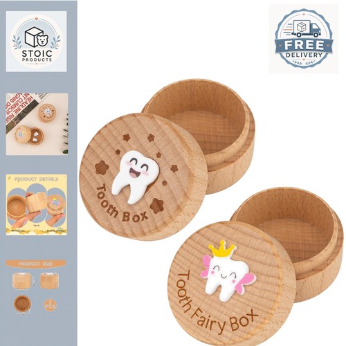 2pcs wooden tooth fairy box - wooden,