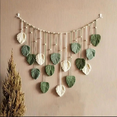 Leaf feather macrame wall - feather,