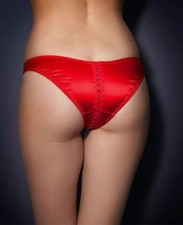 AGENT PROVOCATEUR RARE ICONIC RED JENA HOOK & EYE OUVERT BRIEF SIZE 4 LARGE UK12
