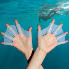 Silicone Swimming Fins Flippers Webbed Gloves Paddles Swim Training 
