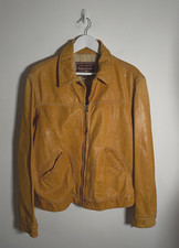 Marlboro Classics Leather Jacket shirt L BNWT tan *flaw rugged cowboy gaucho