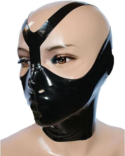 Black latex hood with half - latex,