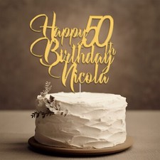 Custom Cake Toppers Happy Birthday Any Age Any Name 30th 50th 60th 70th 80th