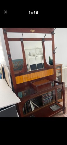 Edwardian solid oak hall stand - edwardian,