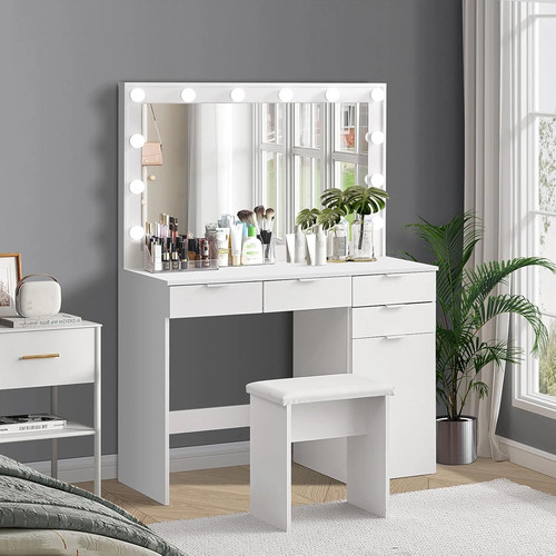 White dressing table with led - table,