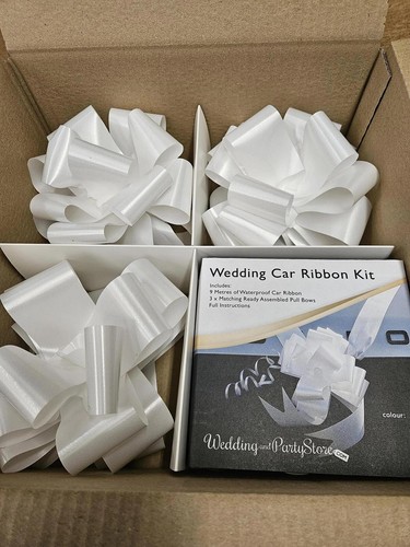 White wedding car ribbon - white, kit