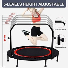 Round Mini Trampoline - Foldable 40" Adult Home Gym Spring Exercise Equipment