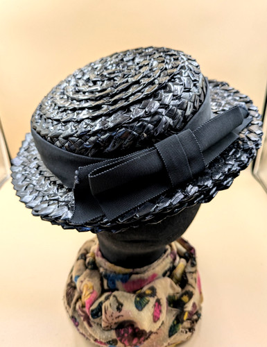 Vtg straw raffia boater - straw/raffia,