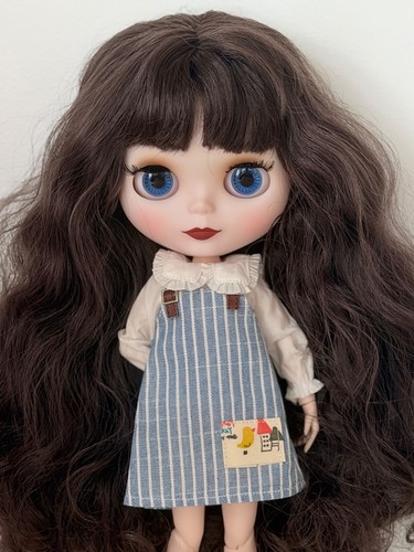 Blythe style doll wavy brown - blythe,