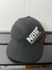 NOS Energy Drink Hat Cap Fitted Embroidered Black Street Racing Print 7 5/8