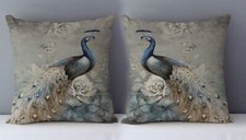 Peacock cushion cover grey