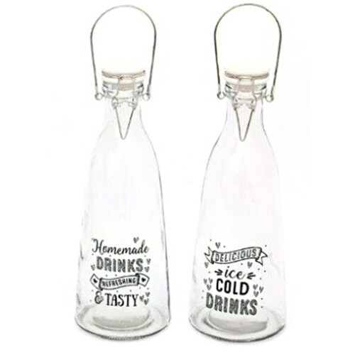 Glass bottle with flip - with, top