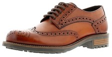 MENS TAN LEATHER SHOES LACE UP SMART BROGUES OFFICE WEDDING FORMAL OCCASION SIZE