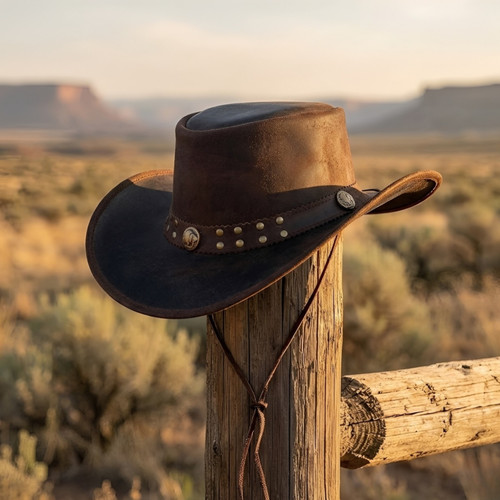 100 real leather cowboy hat - 100%,