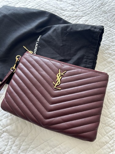 Ysl oxblood zipped pouch - oxblood,