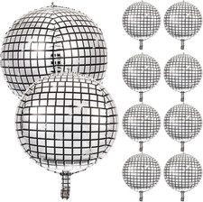 10 Pieces 22 Inch 4D Large Mirror Disco Ball Balloons - Aluminum Mylar Helium...