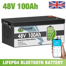 48V 100Ah LiFePO4 Lithium Battery Deep Cycle Built-in BMS For Golf Cart Solar RV