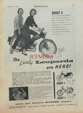 LEOPARD 'Bobby 6 Moped' 50cc Motor Cycle Advert : 1956 M/Cycle Print