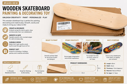 Blank wooden skateboard deck - blank,