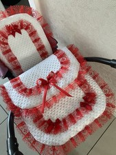 Dolls Small White And Red Pram