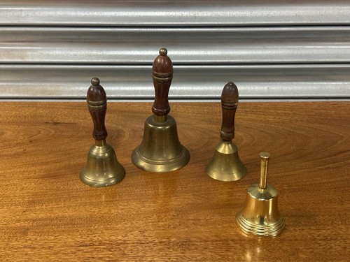 Vintage brass hand bells - brass,