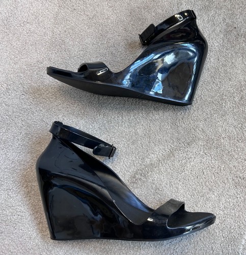 Melissa black rubber wedge - black,
