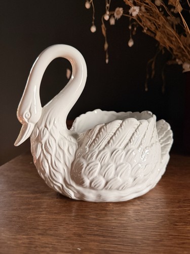 Vintage swan vase - planter, with