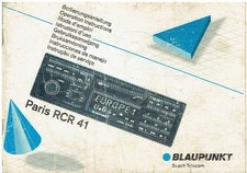 BLAUPUNKT PARIS RCR 41 CAR RADIO CASSETTE PLAYER ORIG '91 OPERATING INSTRUCTIONS