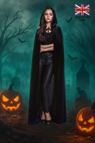 Hooded velvet cloak cape - velvet,