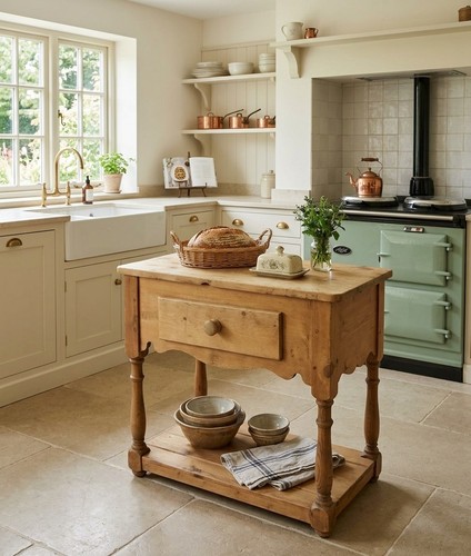 Antique pine rustic table - antique, prep