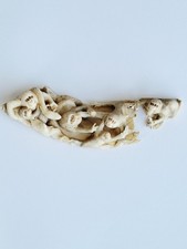 Japanese Okimono A Group Of Monkeys On A Leaf 19th Century Signed 