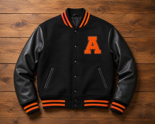 Men black letterman - men's,