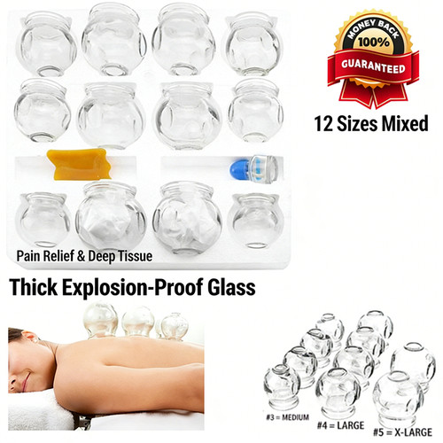 12pcs thick glass cupping - 12pcs,